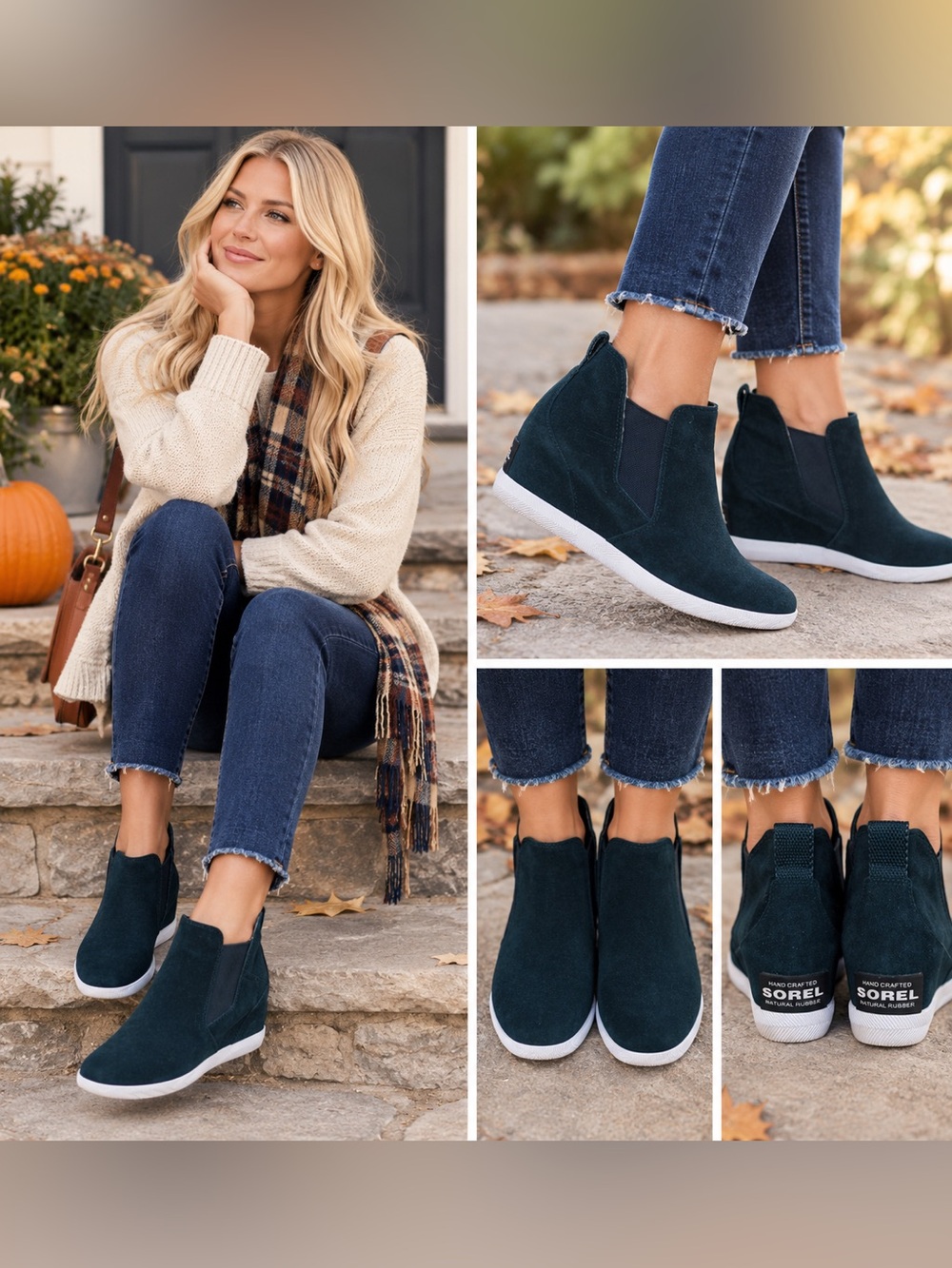 SOREL Out 'N About Slip-On Wedge Boots Black Waterproof